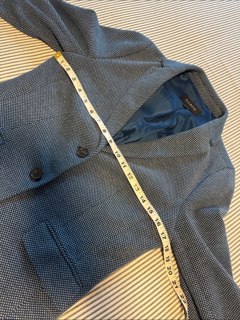 Talbots Blue Textured Two-Button Blazer - Picture 8 of 11
